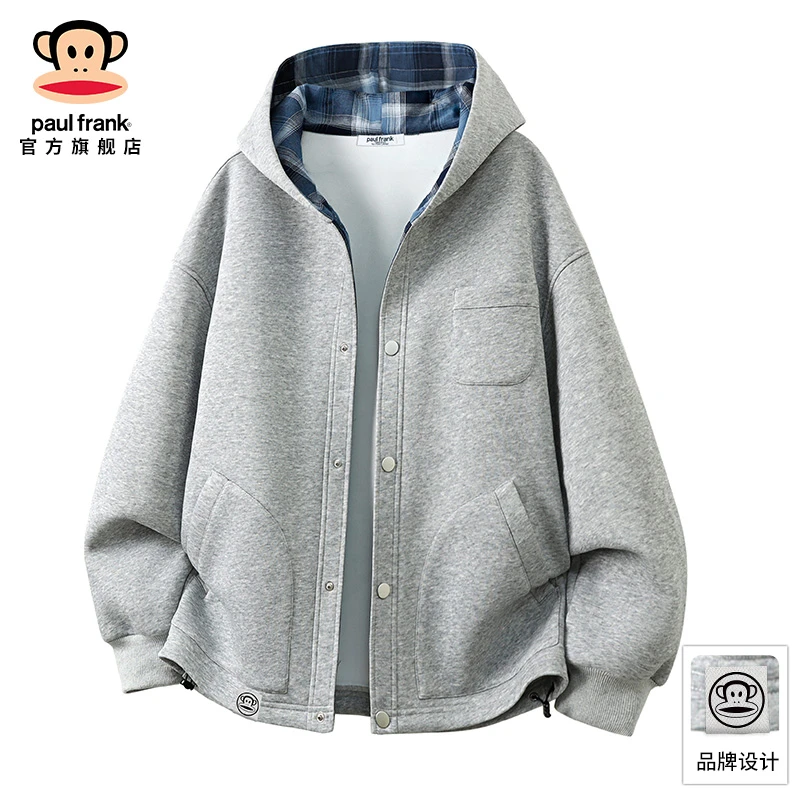 PaulFrank/大嘴猴美式重磅连帽卫衣男秋冬新款学院风宽松休闲外套