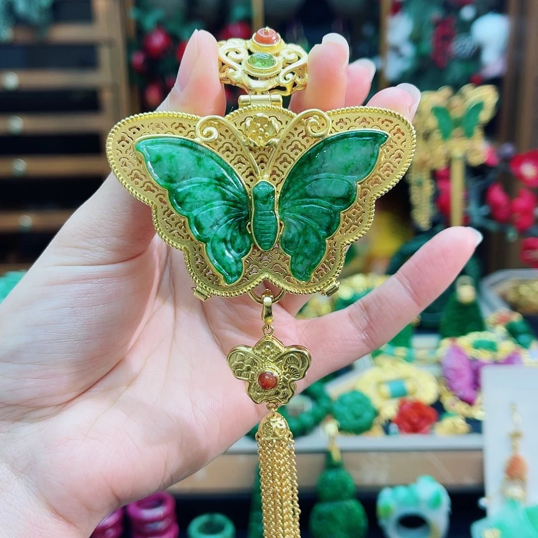 颈饰银S925镶嵌翡翠48小时鉴赏期1