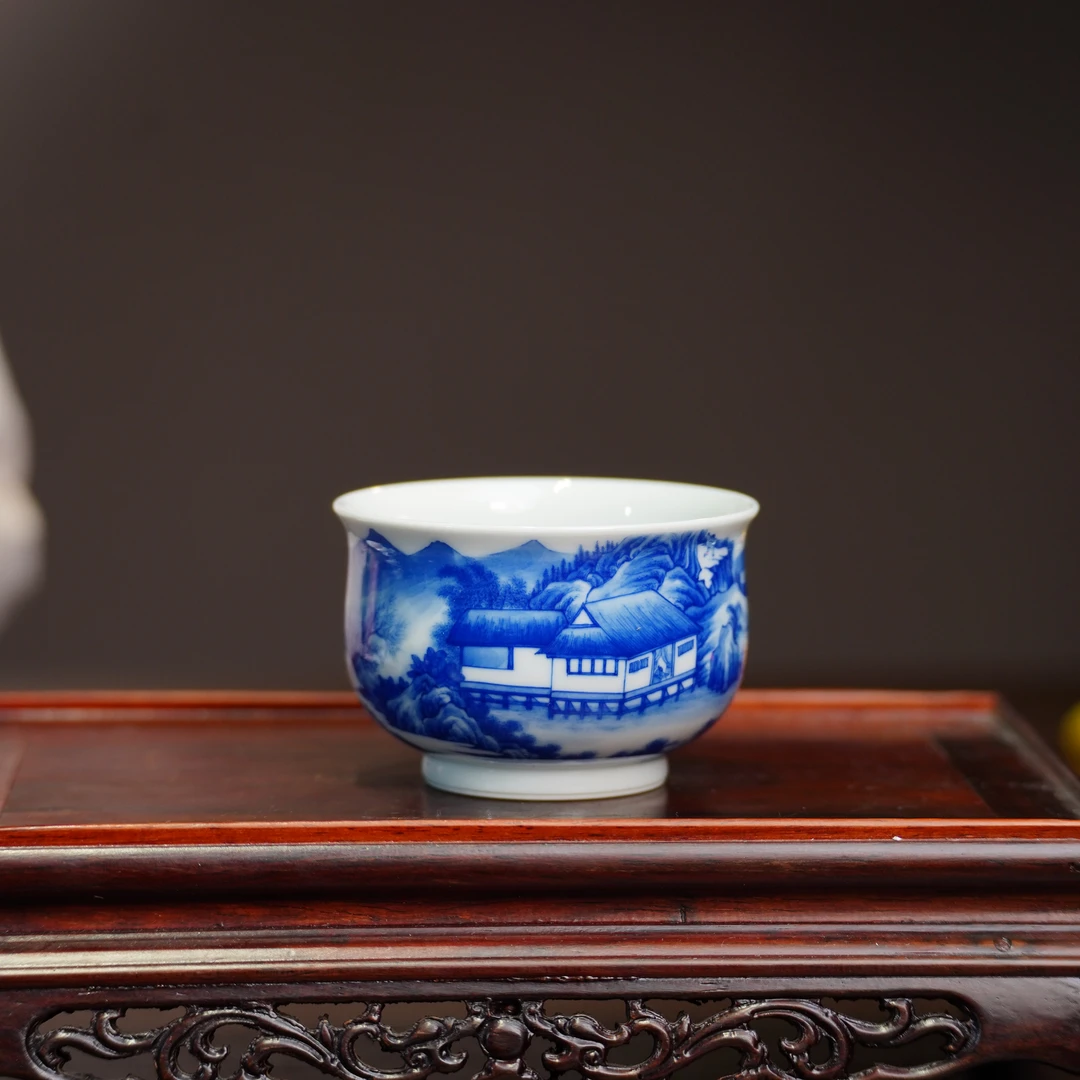 隐山清玩 | 山水炉式杯 120ML 景德镇陶瓷纯手工手绘茶杯茶具