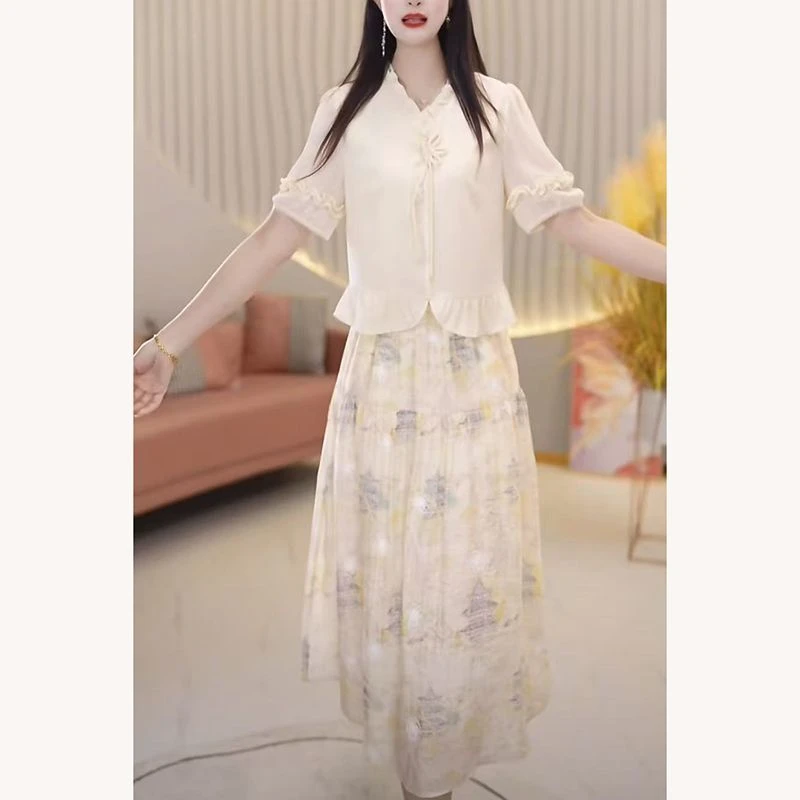 高端国风假二件连衣裙2025夏季新款显瘦气质中式时尚裙子新款