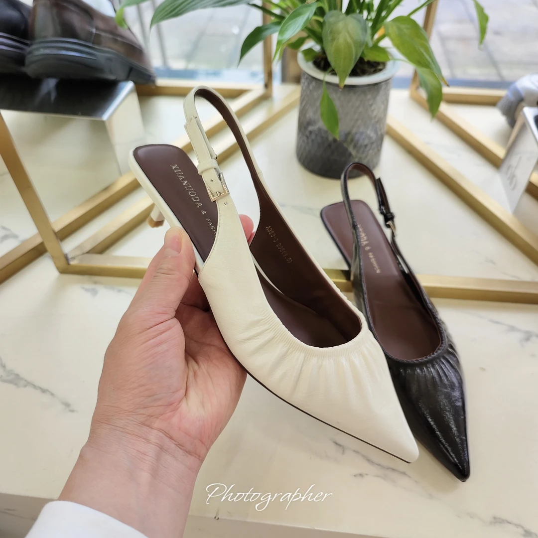 实体店女鞋388-3尖头凉鞋低跟细跟包头凉拖鞋女