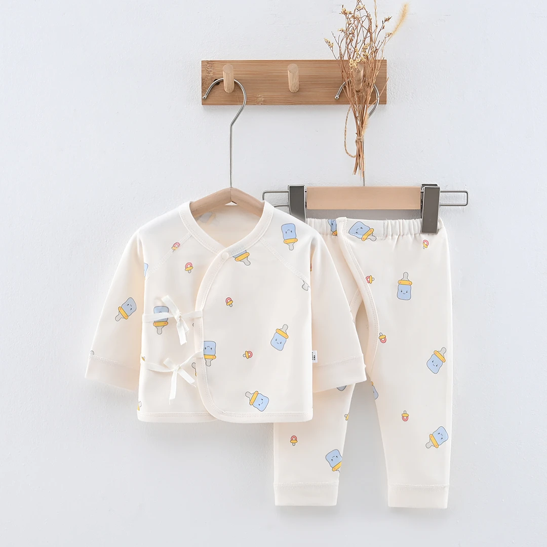 【奶爸甄选】秋冬婴儿衣服内衣纯棉魔术贴开档套装A类无骨秋衣秋裤