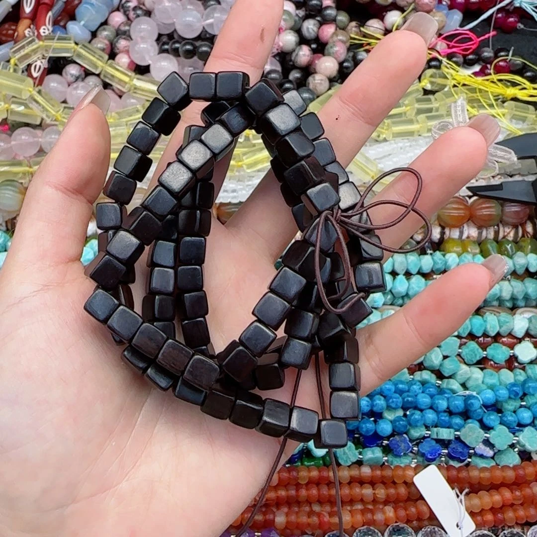 玛瑙/玉髓未镶嵌珠宝半成品黑檀方糖一条卡7