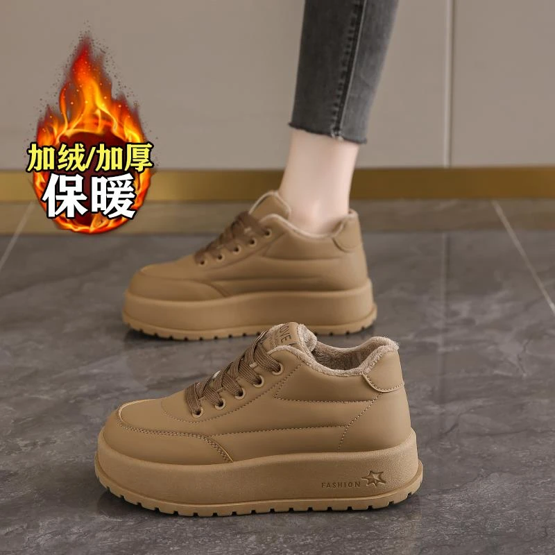 美拉德复古真皮加绒运动鞋女冬季2025新款休闲2025今年流行鞋子