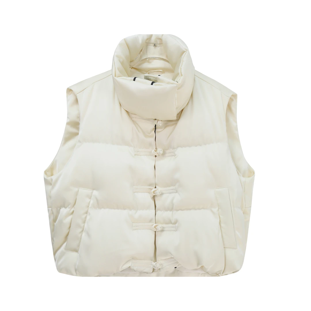 S新款冬季立领盘扣内衬蝴蝶字母印花时尚羽绒马夹U271