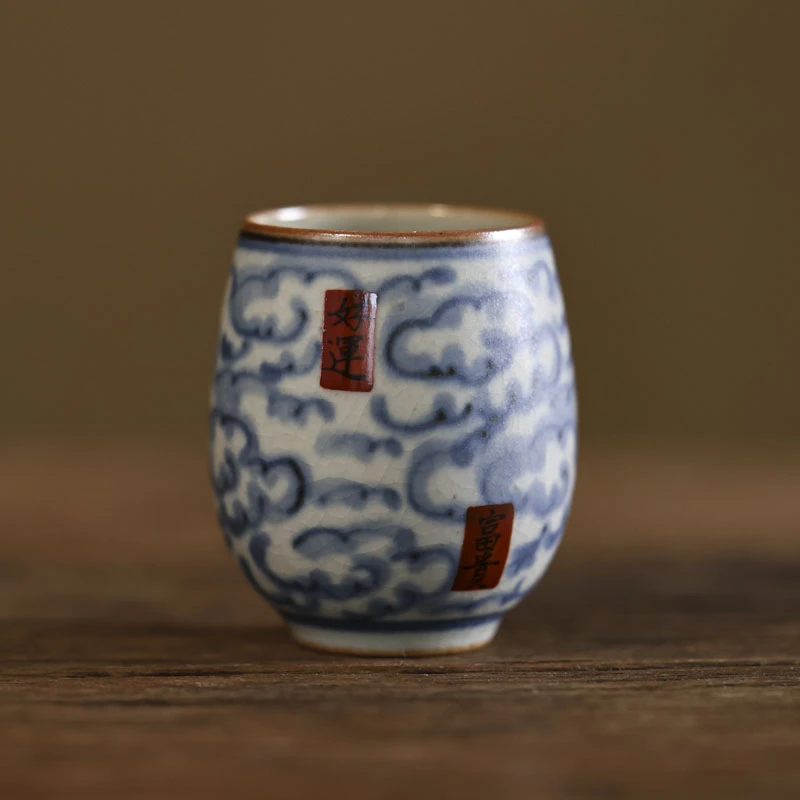 【静姐小院】富贵祥云腰鼓杯60ML（朴杯0171）