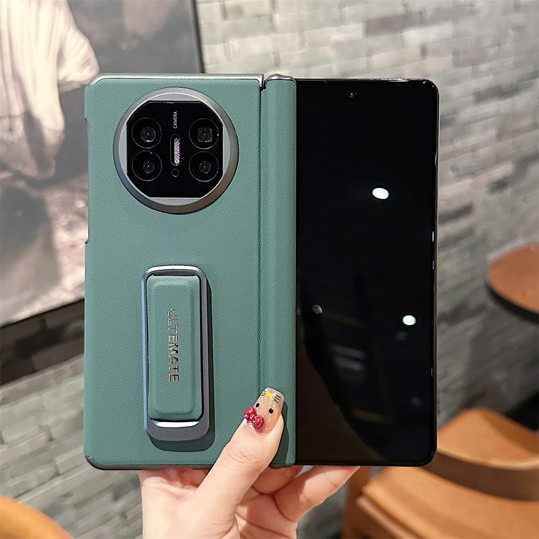 适用华为matex5手机壳新款双中轴保护x6腕带支架高档素皮外壳