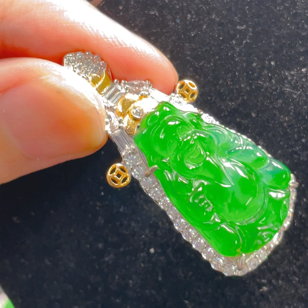 翡翠银S925镶嵌吊坠(不含链)