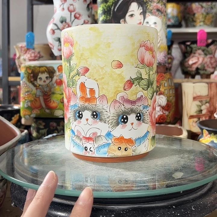 满38包邮 景德镇手绘花盆