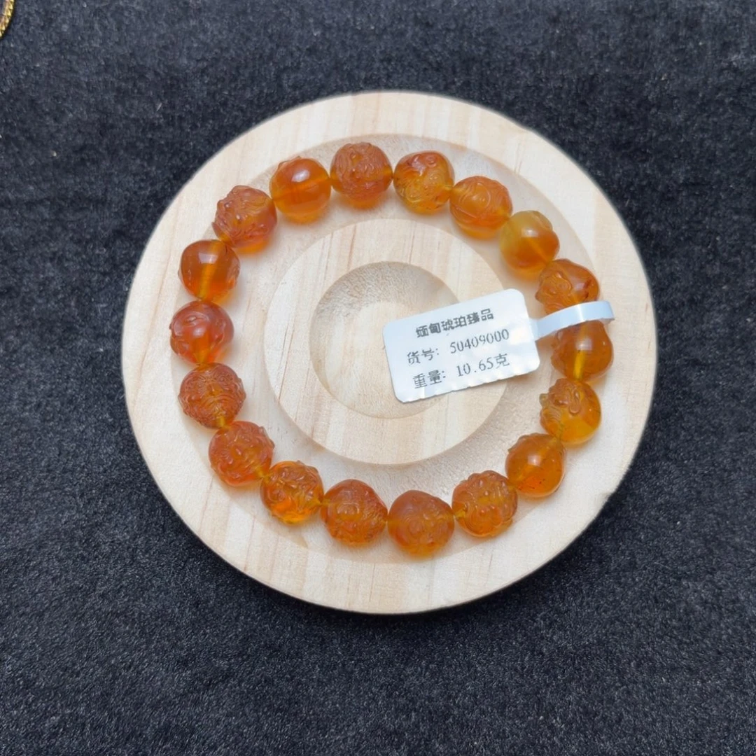 琥珀未镶嵌珠宝奇石10mm茶蜜18罗汉