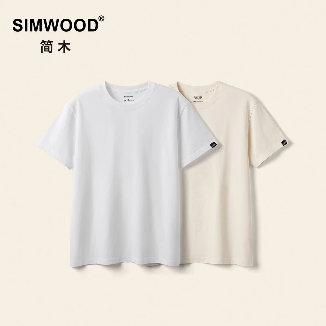 SIMWOOD/简木【合体版】全棉40支230g舒适打底短袖T恤男士SO210355