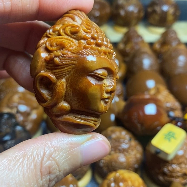 【闪购商品】香榧木佛**达橄榄核雕刻瑕疵