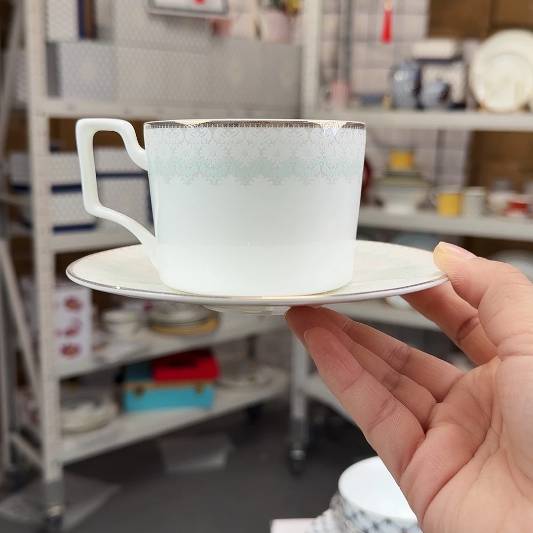 骨瓷高骨骨瓷咖啡杯碟一套250ml外贸骨瓷