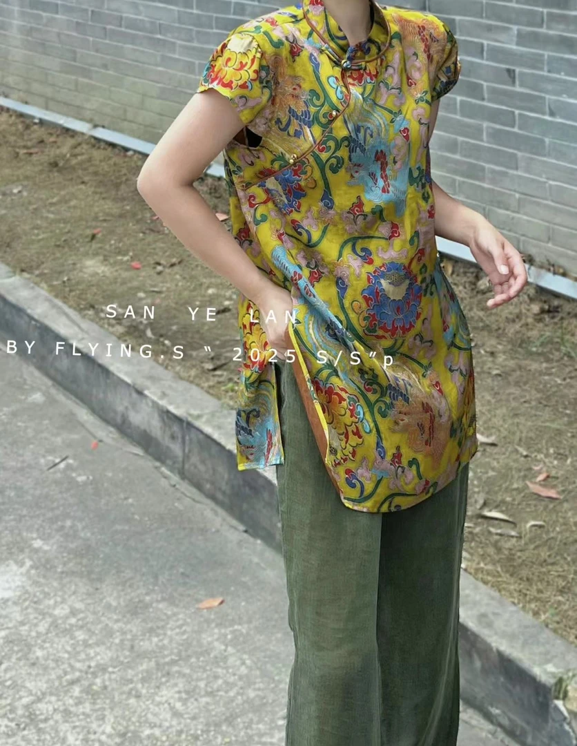 SYL2025夏季新款国风提花半袖上衣27416
