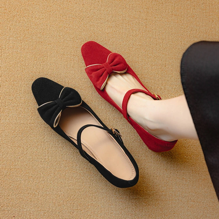 跟高4cm法式优雅气质百搭玛丽珍鞋春季简约ins风时尚粗跟浅口单鞋