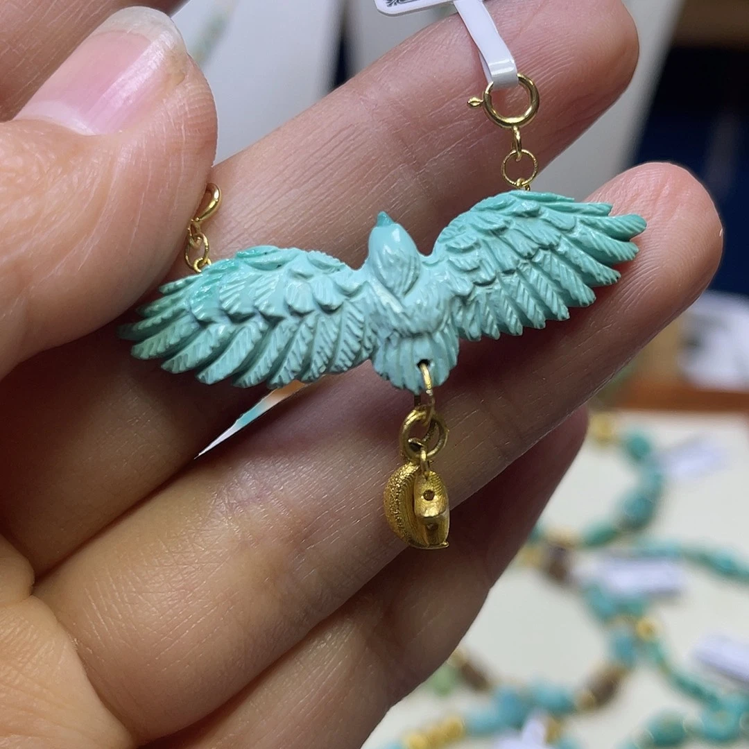 绿松石18K金镶嵌大鹏鸟