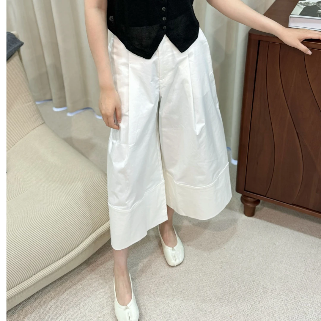 【夏勤】设计师款时髦简约百搭阔腿裤女宽松显瘦休闲宽腿女裤E86