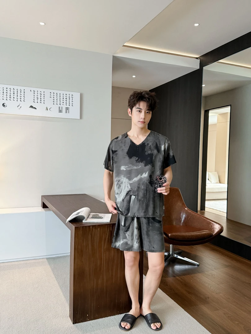 亲亲品奢【墨染流年】新款男士短袖睡衣家居服时尚百搭时髦韩版宽松