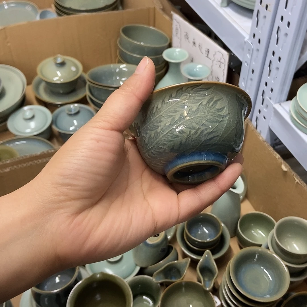 孤***尘龙杯原矿天蓝釉汝瓷