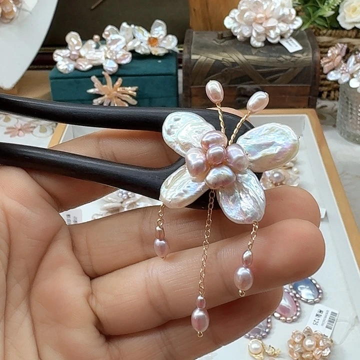 安***牛未镶嵌发饰淡水珍珠