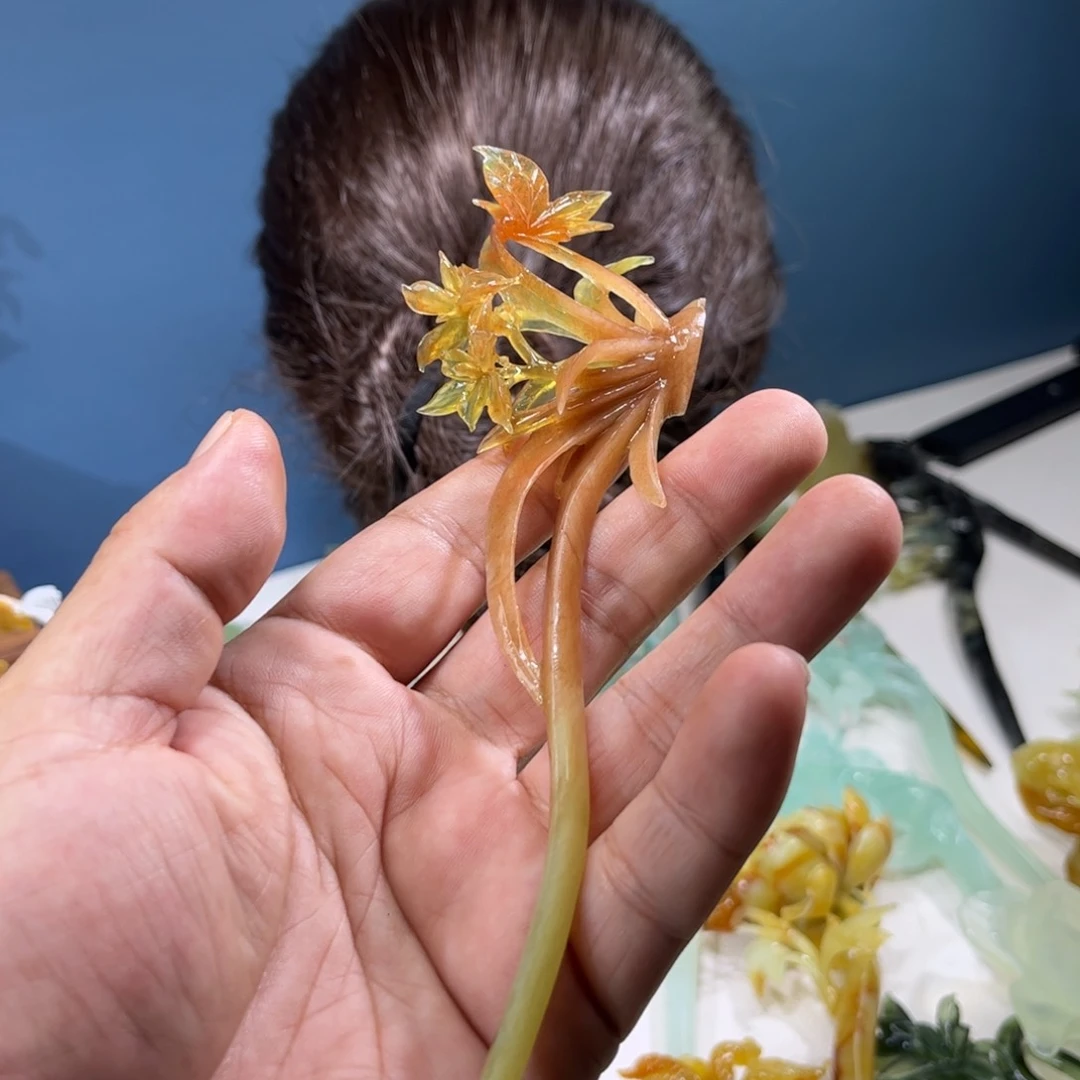 *****蛇纹石玉合金发簪