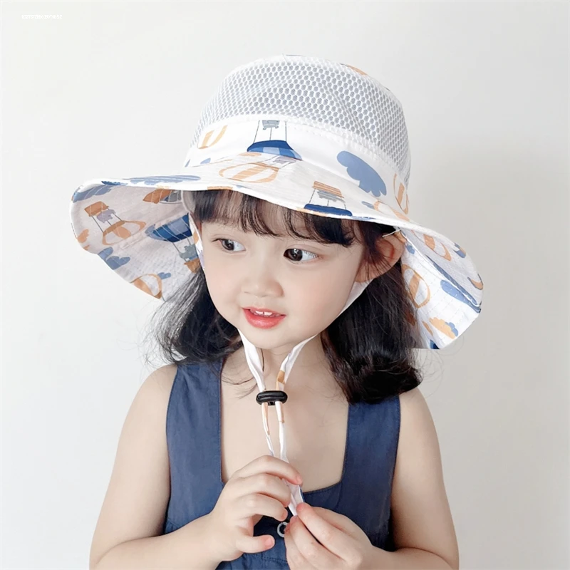 儿童户外防晒遮阳帽夏季薄款速干帽男女宝宝大檐露营出游太阳帽