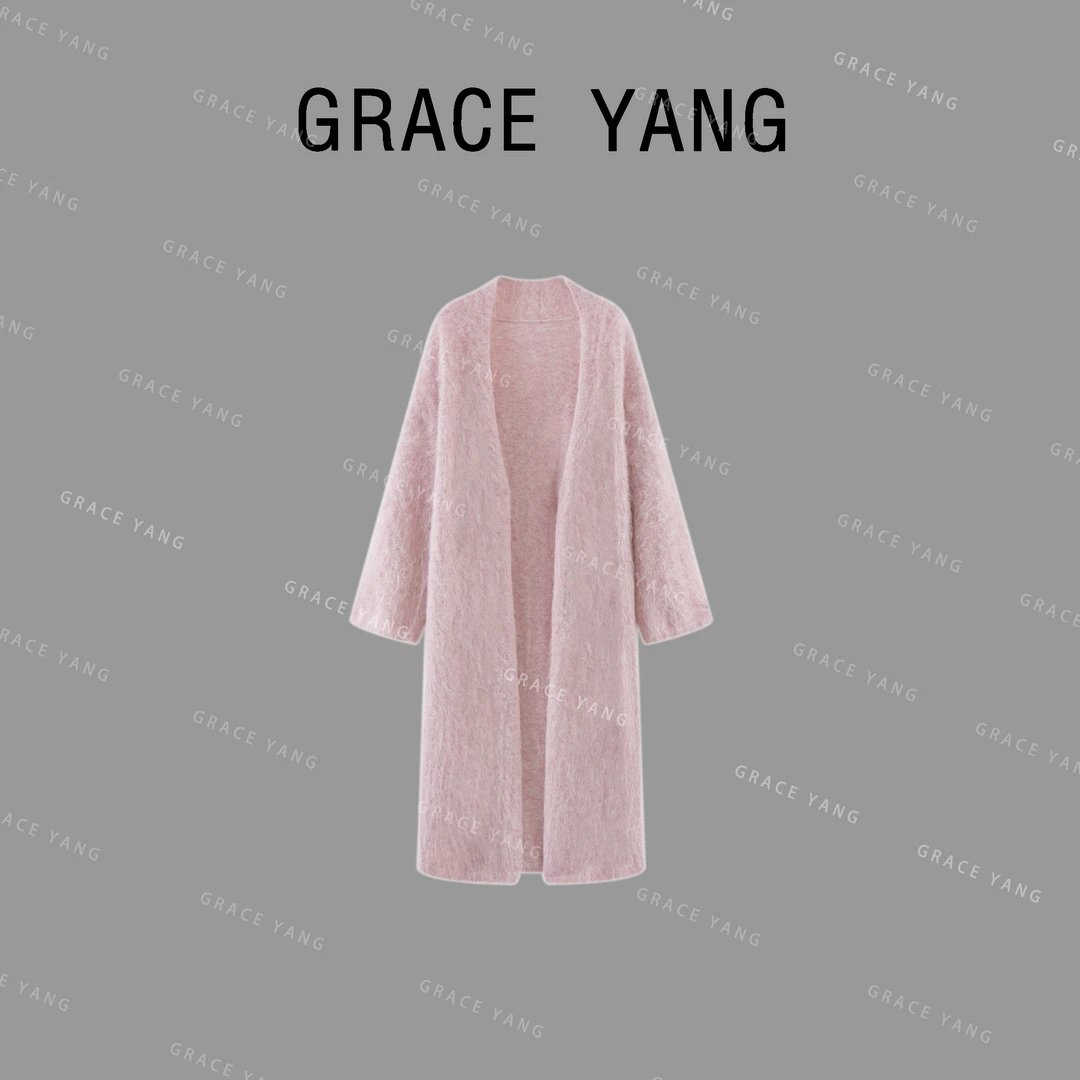 毛茸治愈系温柔蔷薇粉毛衣外套秋冬