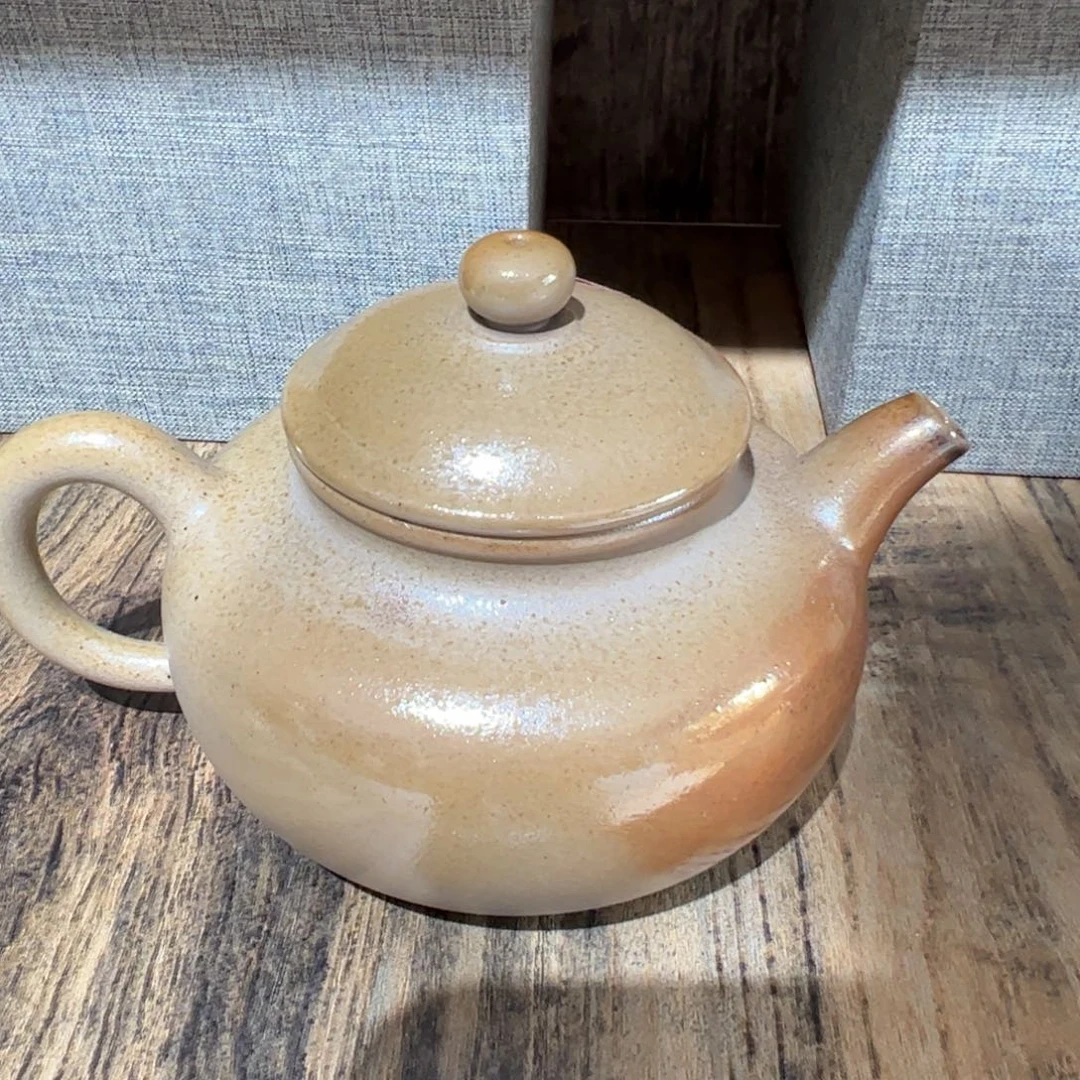 壶建水紫陶白泥柴烧壶