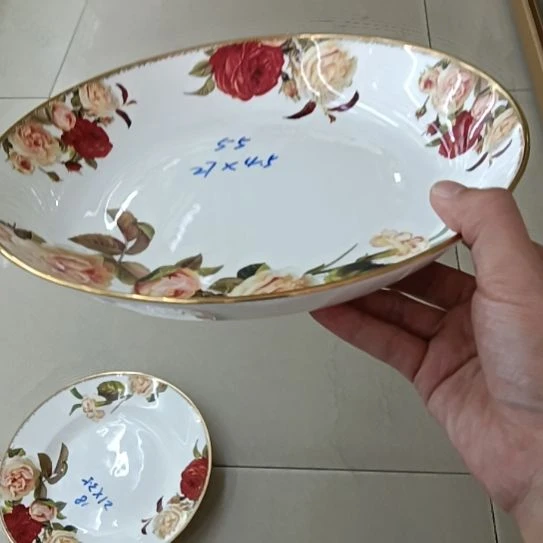 新疆西藏拍2个包邮金秋玫瑰手工拍金口径27厘米高4.5厘米中盘