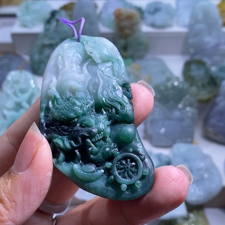 【闪购商品】翡翠挂件未镶嵌龙牌