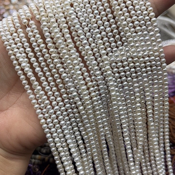 玛瑙/玉髓未镶嵌珠宝半成品一条3.5mm左右极光珍珠