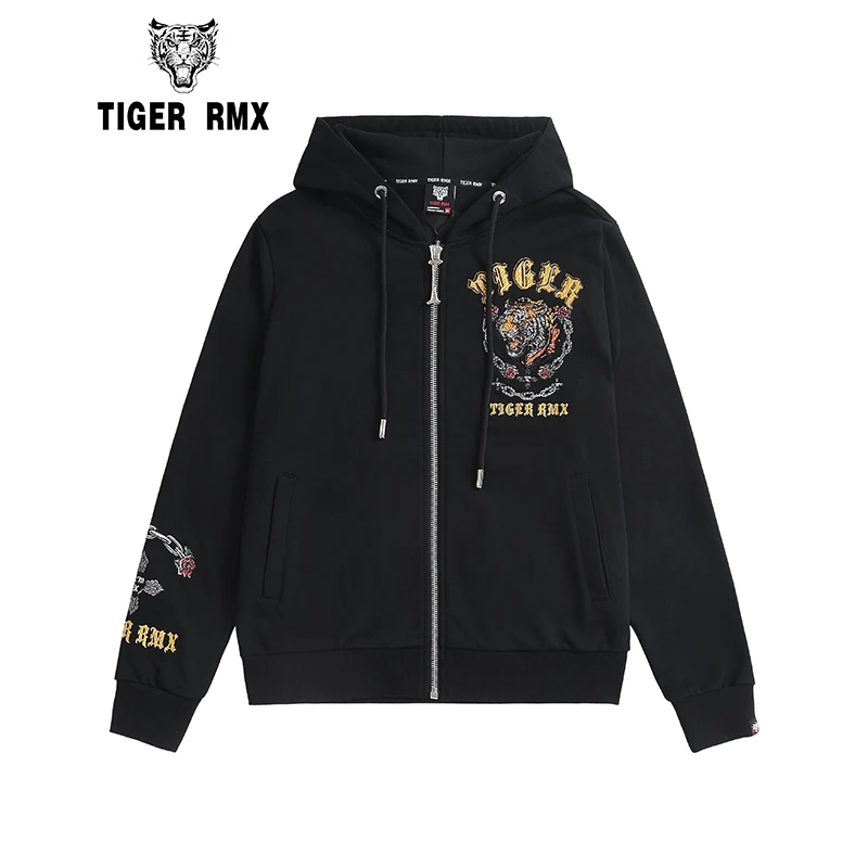 TIGERRMX老虎潮牌 男女同款轻奢重工艺定制拉链外套卫裤TR88911