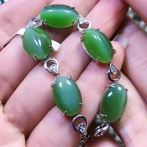 和田玉银S925镶嵌挂件