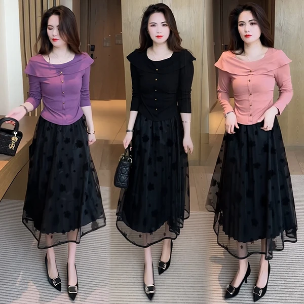 【起素品牌】早秋显瘦T恤小众设计感一字肩袖洋气时尚减龄上衣11141