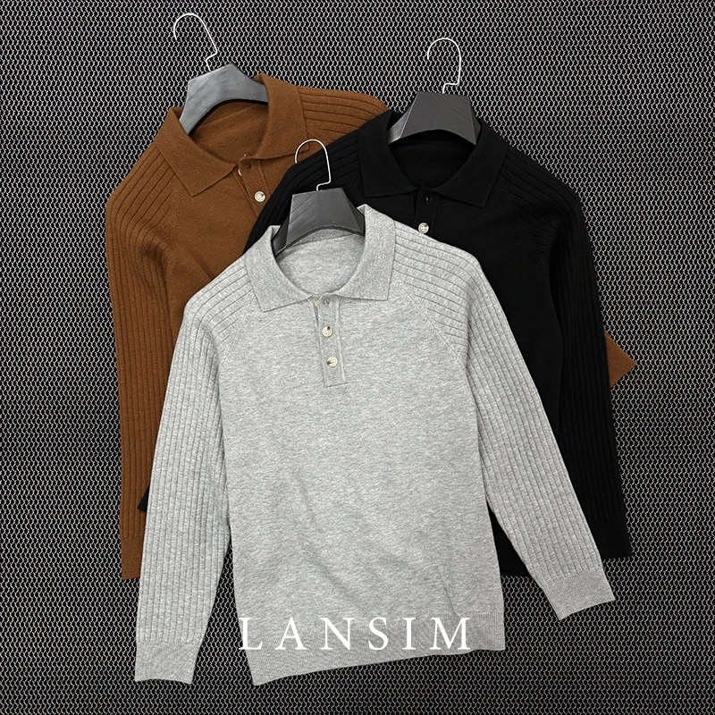 LANSIM·秋冬男士商务翻领套头针织衫通勤绅士休闲百搭毛衣羊毛衫