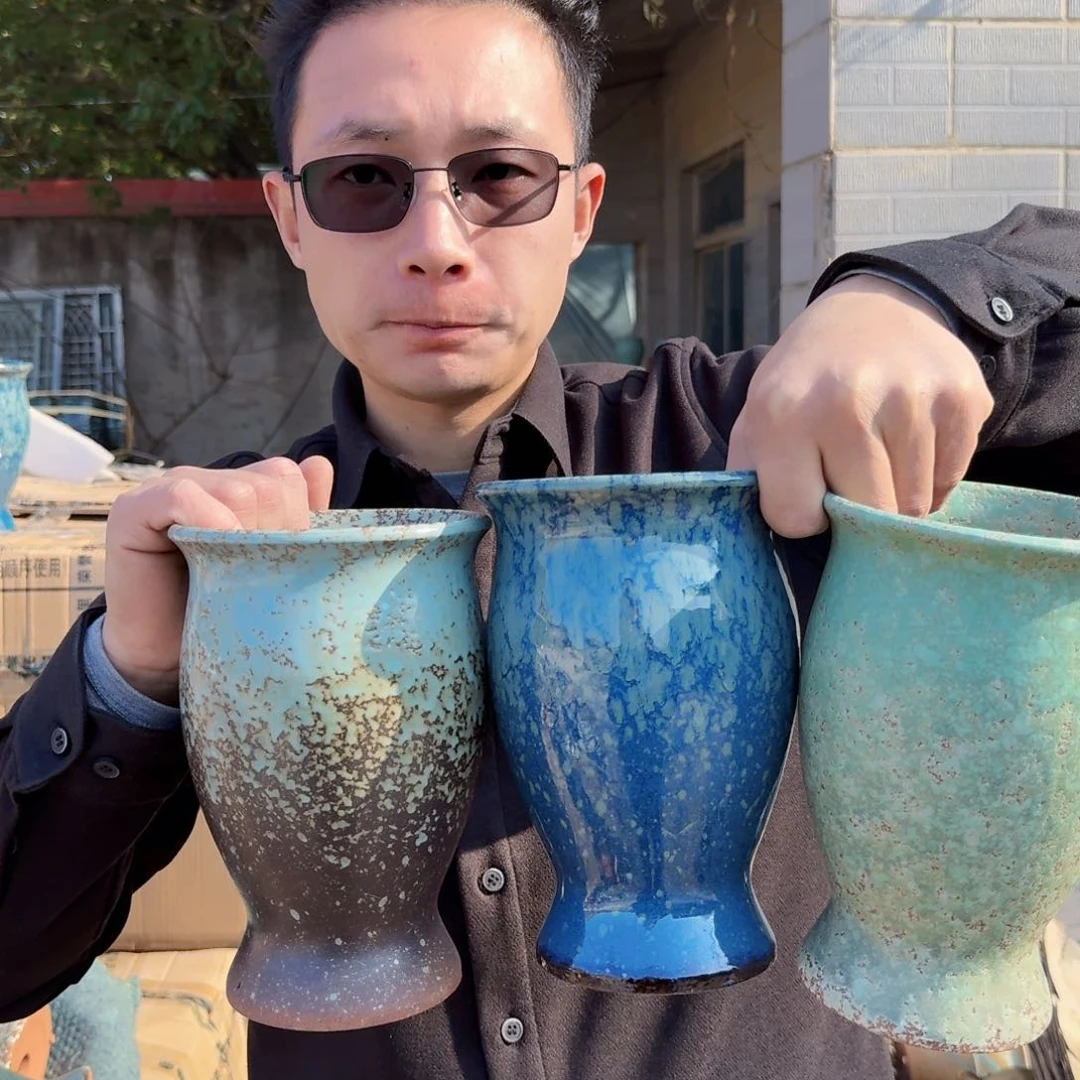 紫砂花盆口13高20（三个美人鱼