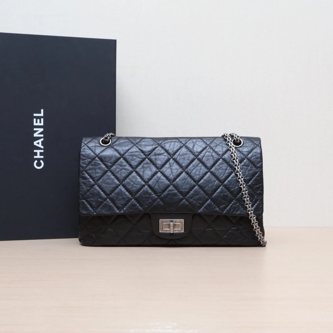 95新 Chanel/香奈儿 2.55单肩包 31.5 12开皮革C 银扣 P205844111