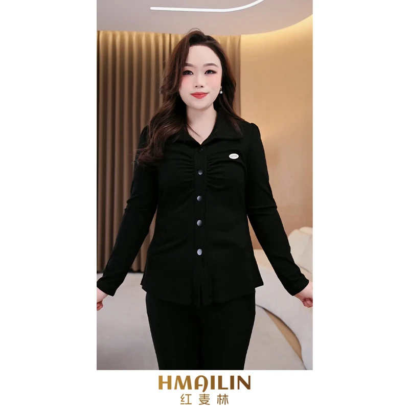 红麦林大码女装春季新款时尚休闲时髦显瘦百搭宽松上衣HML040