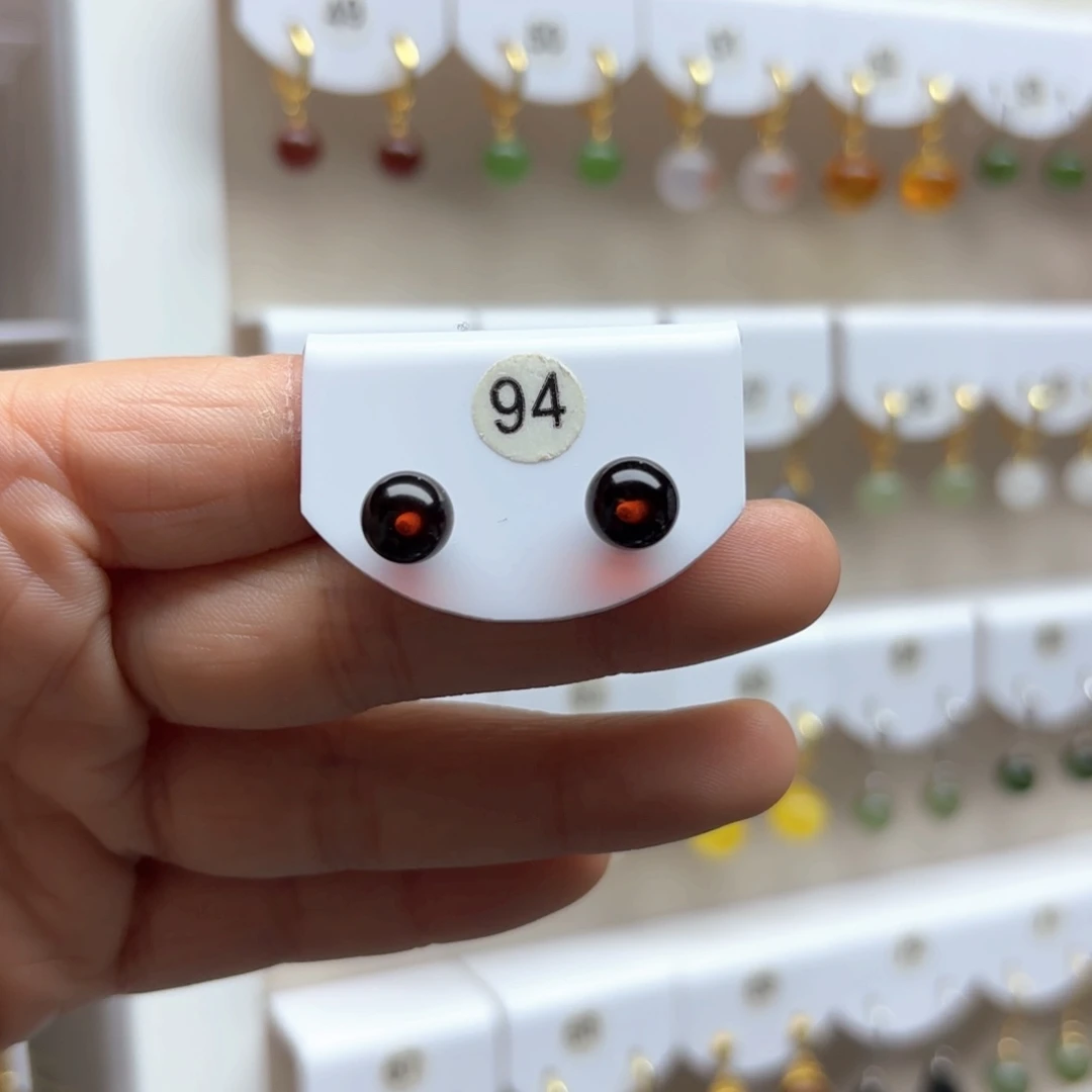 血珀耳饰银S925镶嵌血珀