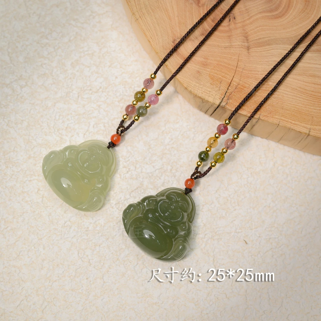 【冠玉珠宝】和田玉大肚佛吊坠精细雕刻规格约25mm（配绳）多样性发一