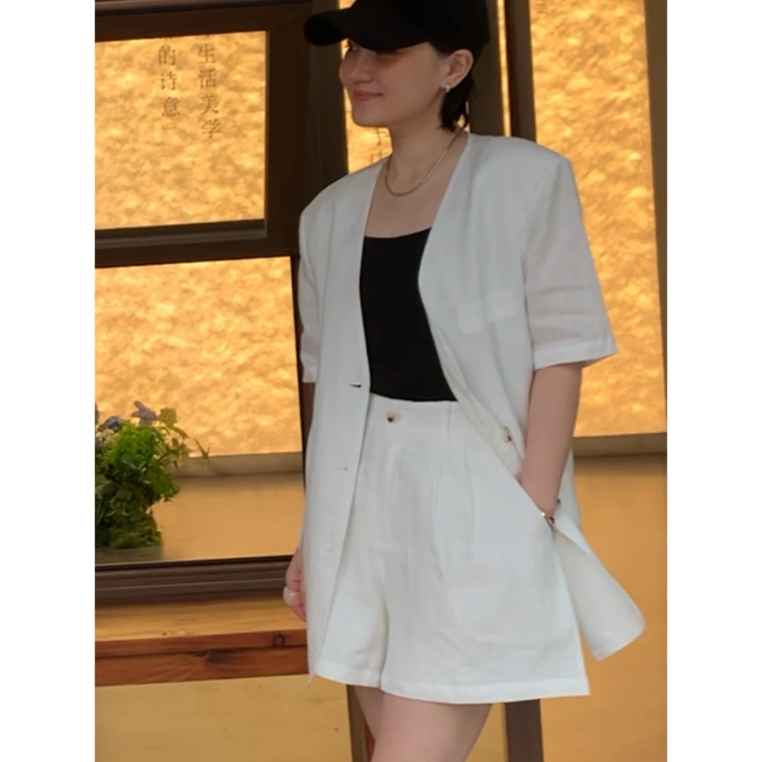 RH 100%亚麻品质套装上衣➕短裤