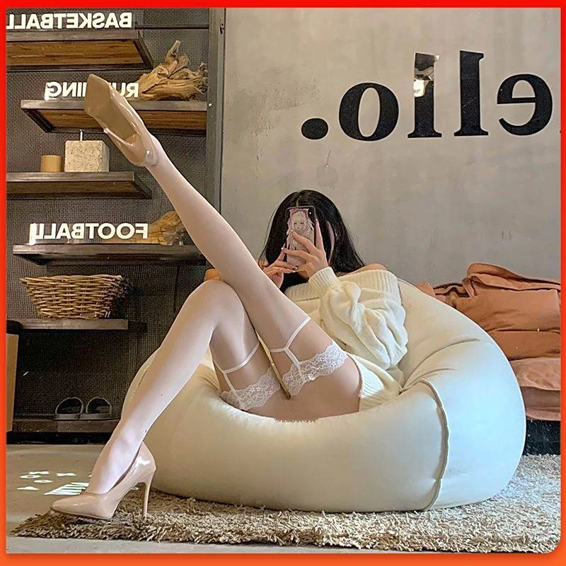 性感纯欲白丝女袜夏季薄款过膝袜学生长筒过膝吊带袜蕾丝花边白丝