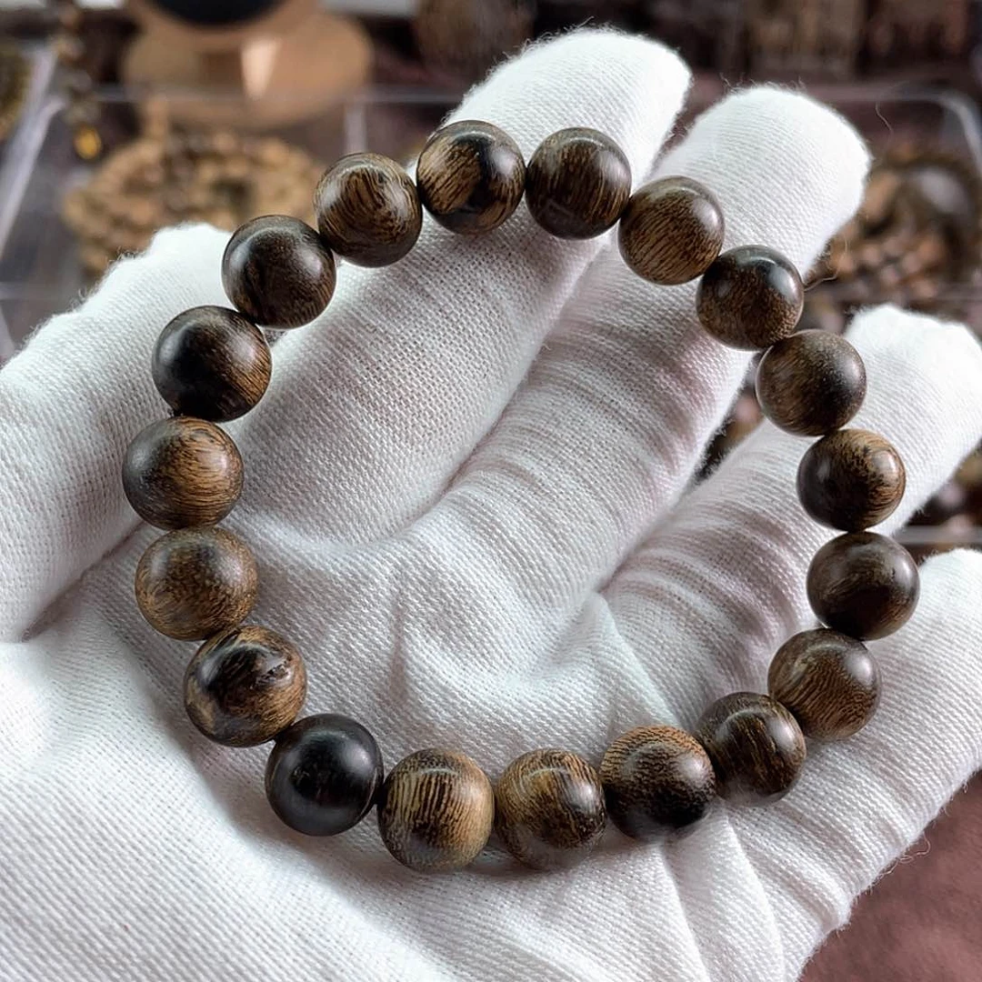 沉香手串无*越南芽庄白棋虎斑留疤