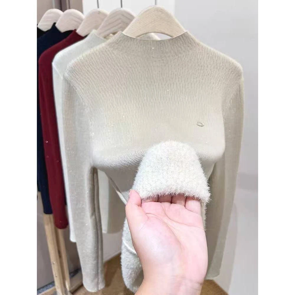 时尚半高领加绒针织毛衣ZBS32699衣长62