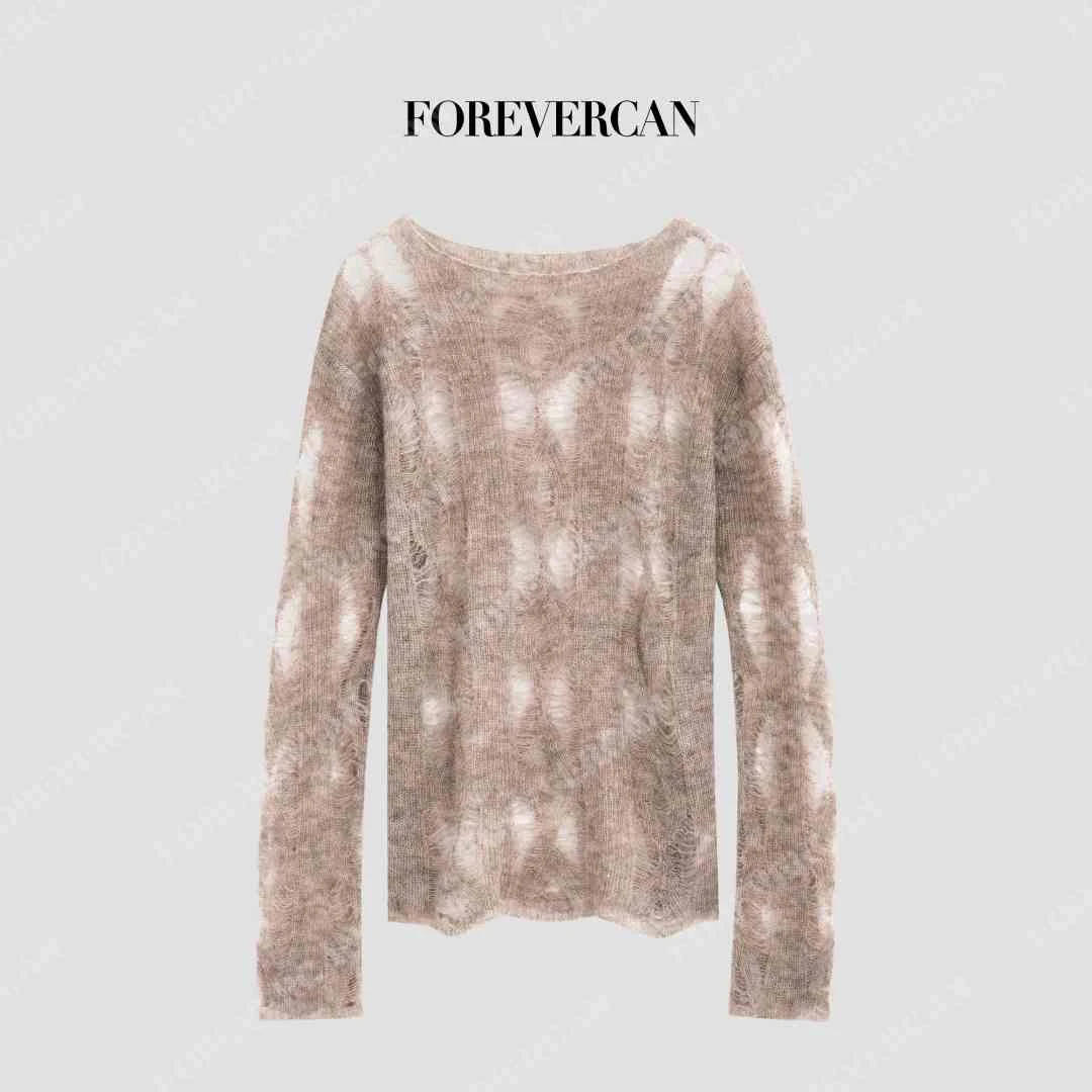FOREVERCAN“暮光拓印”初剪极幼马海毛羊毛手工镂空透视罩衫MY4720