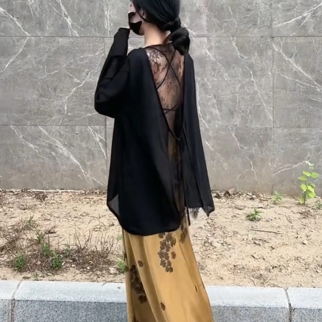 夏季新款气质时尚拼接蕾丝露背防晒上衣(723)