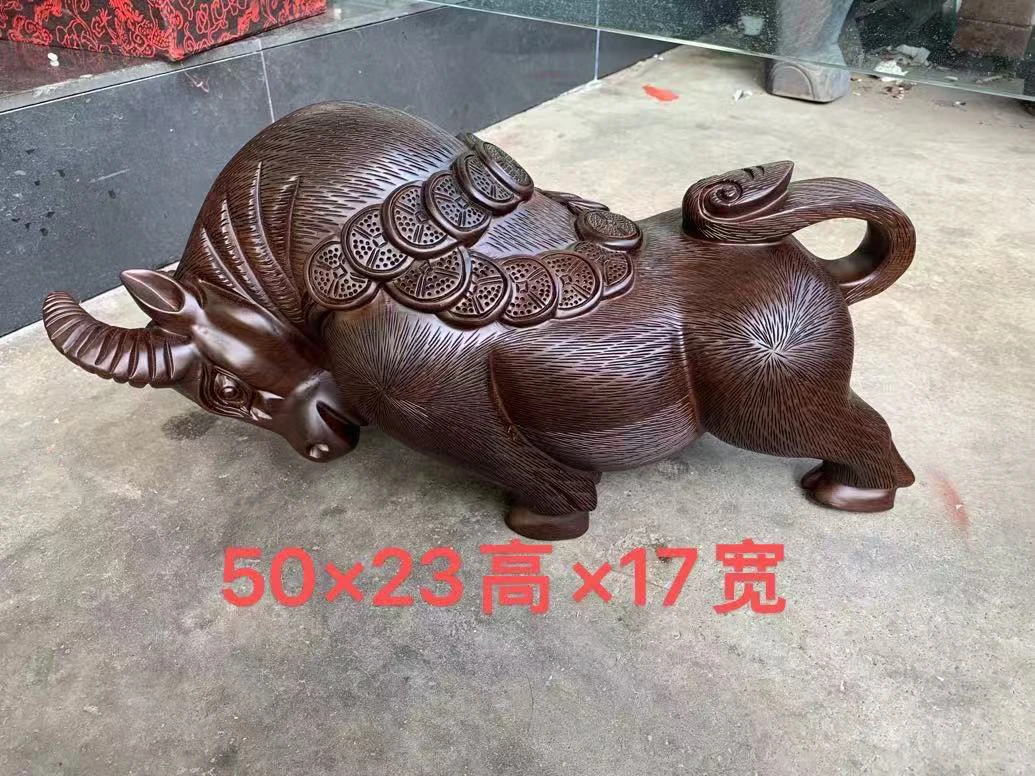 黑檀斗牛摆件旺市神牛
