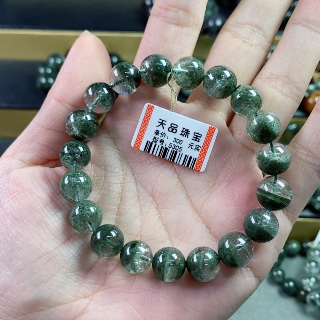 水晶手串未镶嵌微****子绿幽灵5305