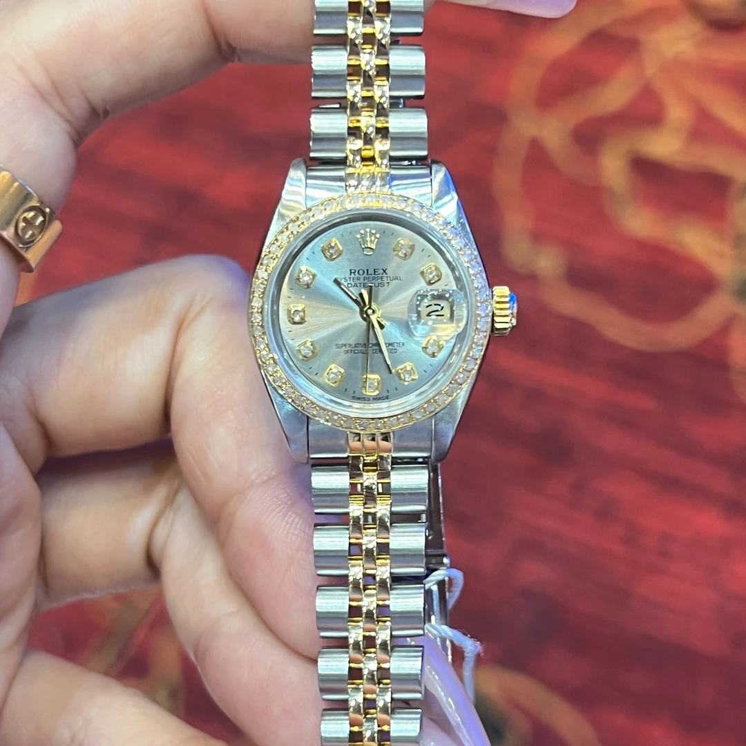 99新 Rolex/劳力士 表展女装日志69173灰盘后钻腕表/WHP031809