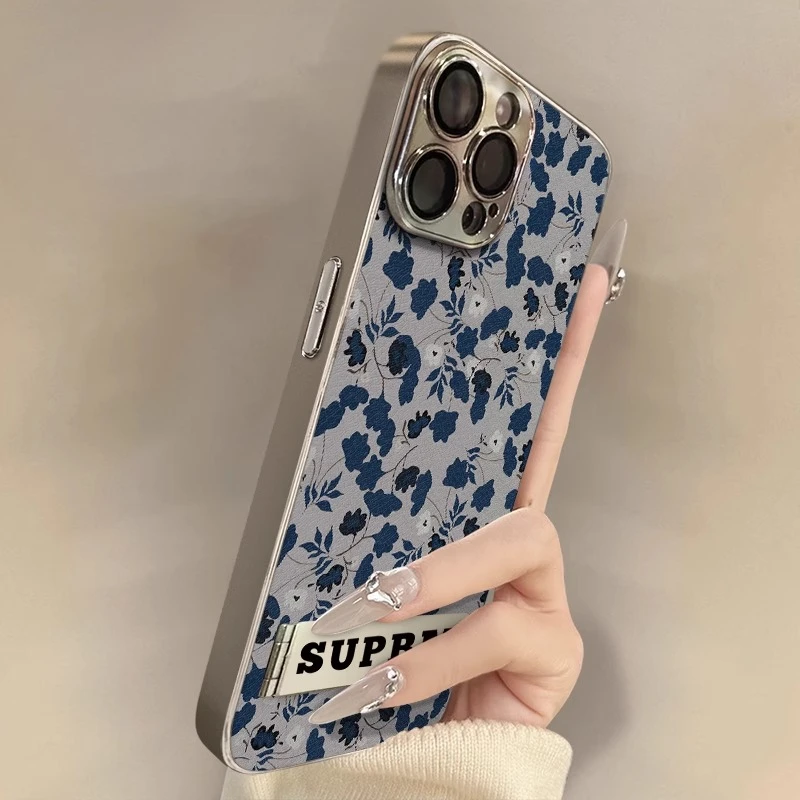 满屏蓝碎花适用苹果16promax手机壳iPhone15pro小清新14ins风创意